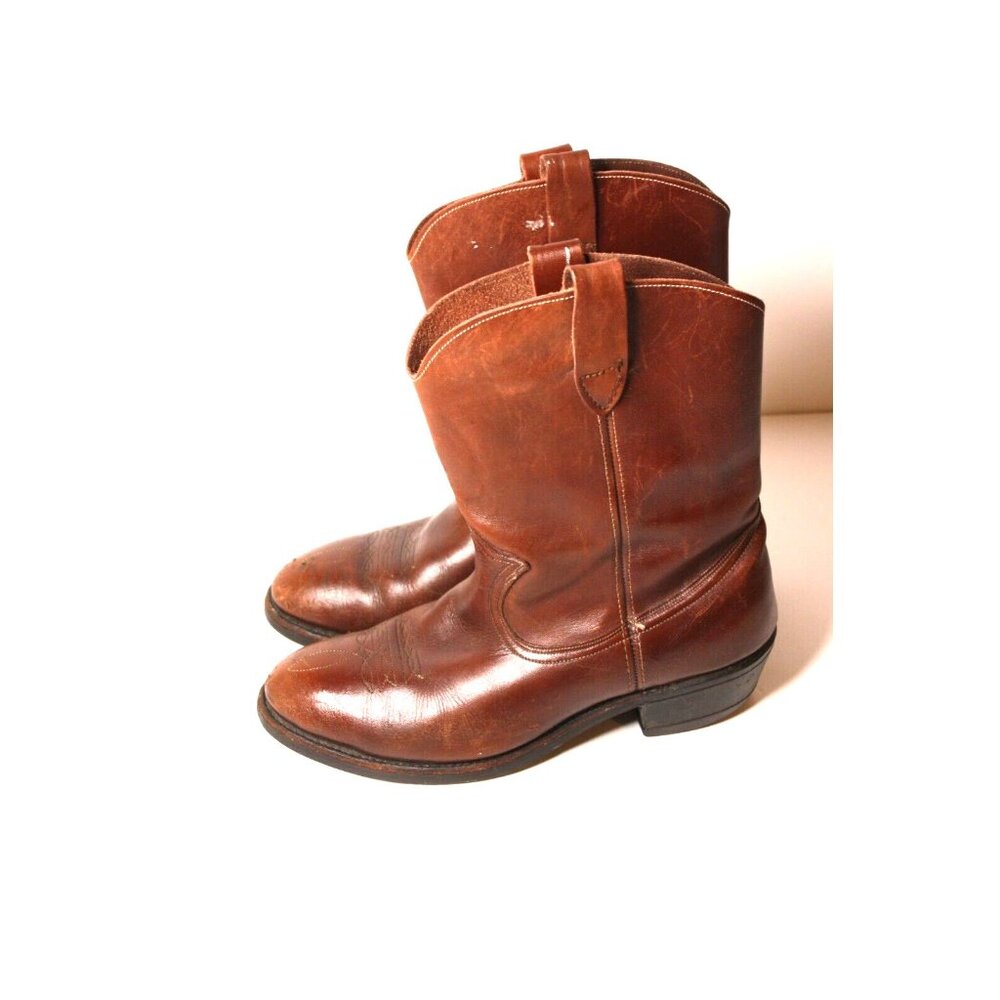 Vtg Western Cowboy Hy-Test Safety Boots Leather TufGum Unisex SZ M 8/ W 9.5 - Picture 3 of 9